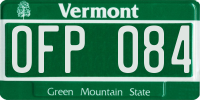 VT license plate OFP084