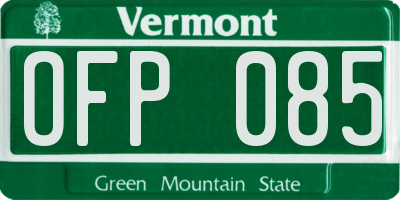 VT license plate OFP085