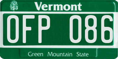 VT license plate OFP086