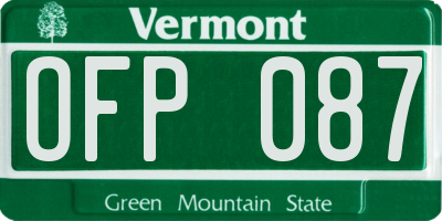 VT license plate OFP087