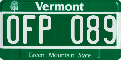 VT license plate OFP089