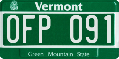 VT license plate OFP091