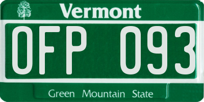 VT license plate OFP093