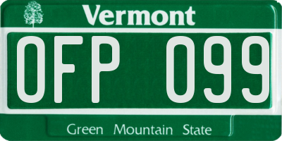 VT license plate OFP099