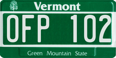 VT license plate OFP102
