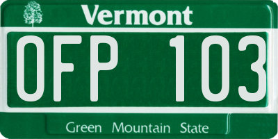 VT license plate OFP103