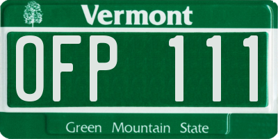 VT license plate OFP111