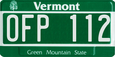 VT license plate OFP112