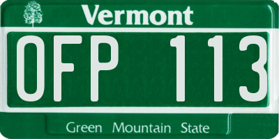 VT license plate OFP113