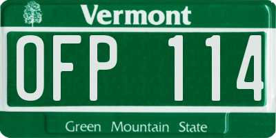 VT license plate OFP114