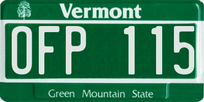 VT license plate OFP115