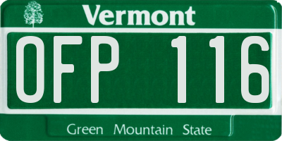 VT license plate OFP116