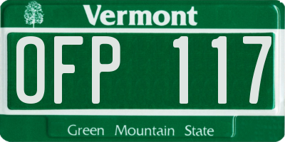 VT license plate OFP117