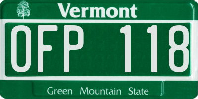 VT license plate OFP118