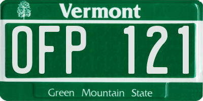 VT license plate OFP121