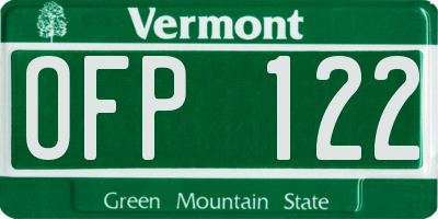 VT license plate OFP122