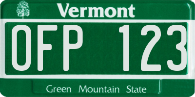 VT license plate OFP123