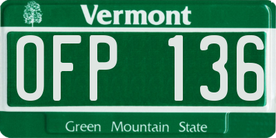 VT license plate OFP136