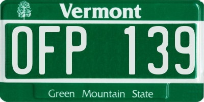 VT license plate OFP139