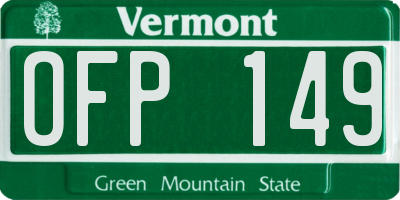 VT license plate OFP149