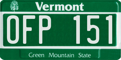 VT license plate OFP151