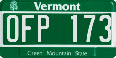 VT license plate OFP173