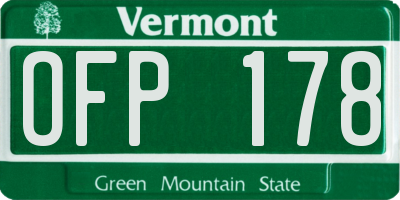 VT license plate OFP178