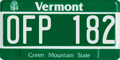 VT license plate OFP182