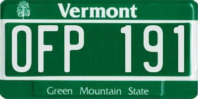 VT license plate OFP191
