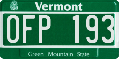 VT license plate OFP193
