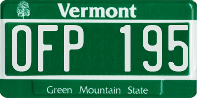 VT license plate OFP195