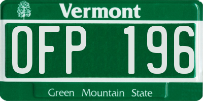 VT license plate OFP196