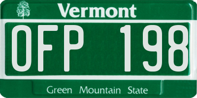 VT license plate OFP198