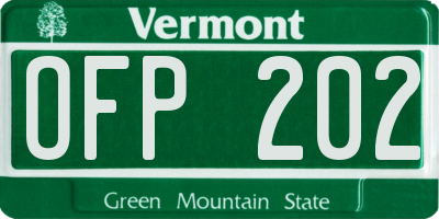 VT license plate OFP202