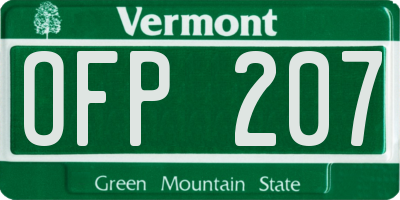 VT license plate OFP207