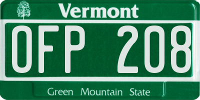 VT license plate OFP208