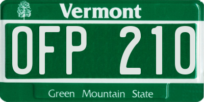 VT license plate OFP210