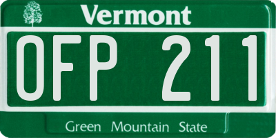 VT license plate OFP211