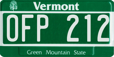 VT license plate OFP212