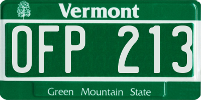 VT license plate OFP213