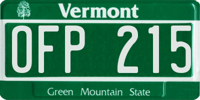 VT license plate OFP215