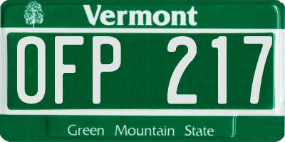 VT license plate OFP217
