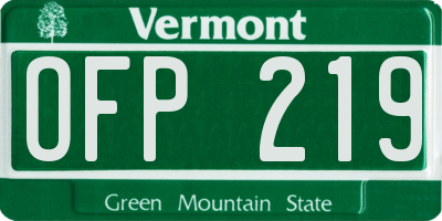 VT license plate OFP219