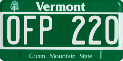 VT license plate OFP220