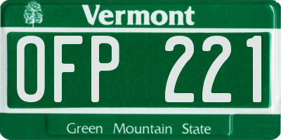 VT license plate OFP221