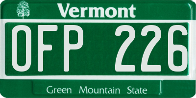 VT license plate OFP226