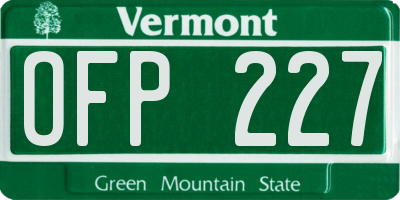 VT license plate OFP227