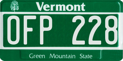 VT license plate OFP228
