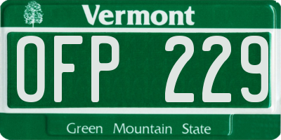 VT license plate OFP229