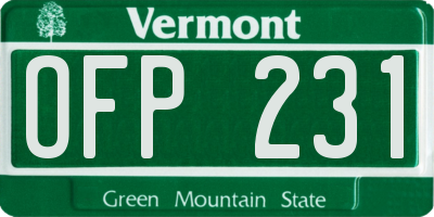 VT license plate OFP231